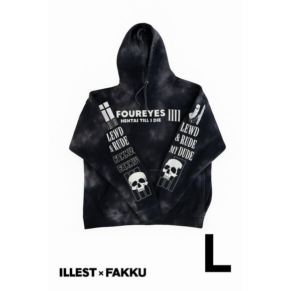 Illest × FAKKU Anime Hoodie • Lewd & Rude My Dude • Black Tie Dye • Size L - Picture 1 of 4